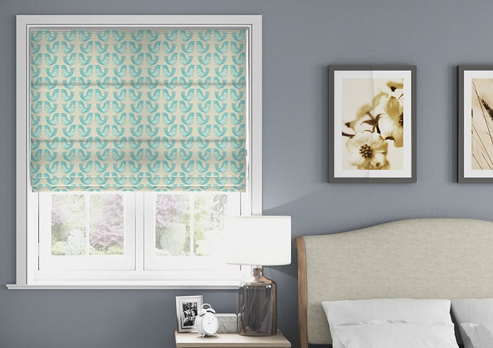 Scandi Birds, Aqua - Twist&Fit Roman Blind - Image 3